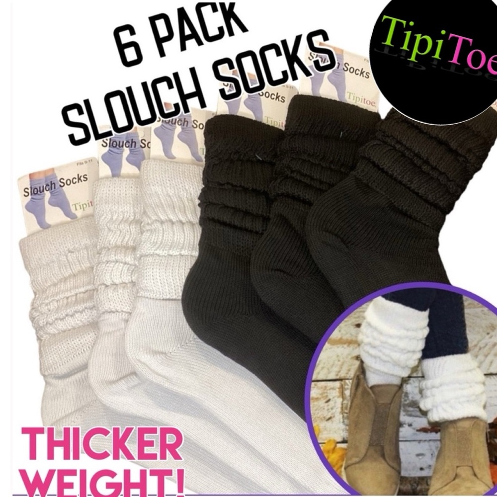 🌸6 Pair Slouch Socks Ladies (B/W)